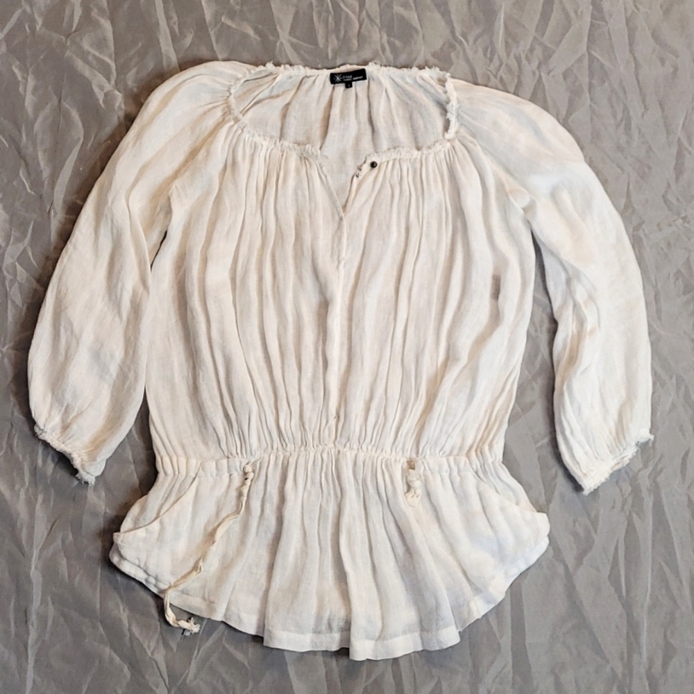 Etoile Isabel Marant Drawstring Tunic | Size 1 | White | 100% Linen | Pockets